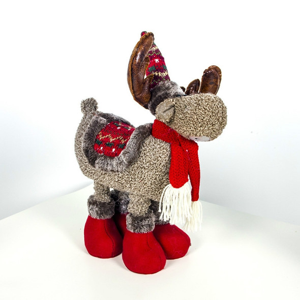 2 PCS Christmas Fabric Plush Telescopic Foot Elk Doll Decoration Supplies(Brown)