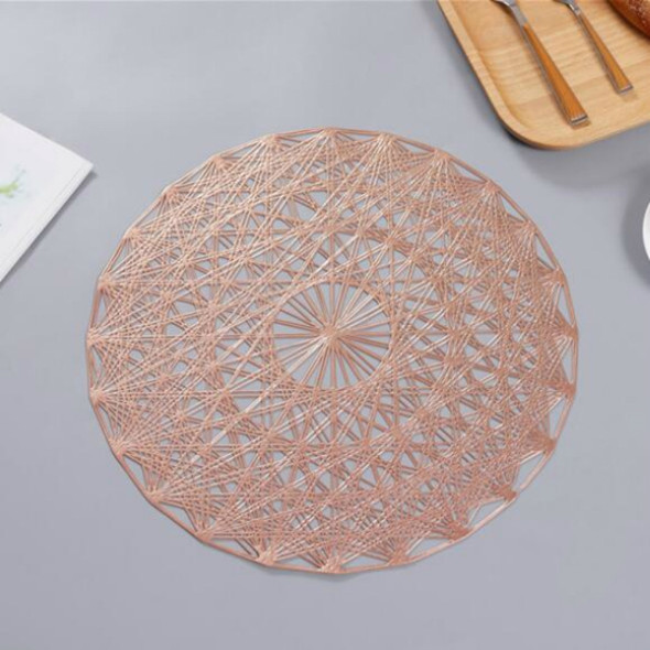 2 PCS Round PVC Insulated Placemat Creative Hollow Household Table Decoration, Size: 38cm(Rose Gold)