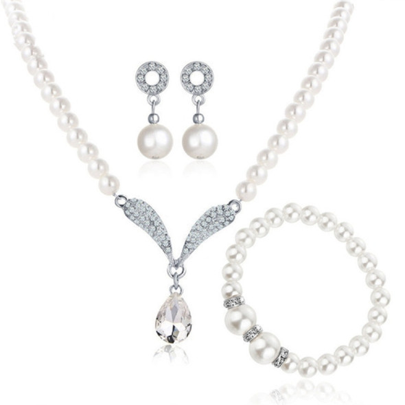 Imitation Pearl Water Drop Crystal Jewelry Sets For Women