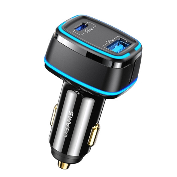 USAMS US-CC142 C24 120W Type-C / USB-C + USB Dual Ports Car Charger(Black)