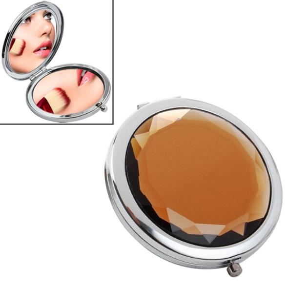 Metal Crystal Makeup Mirror Folding Double Mirror(Dark Brown)