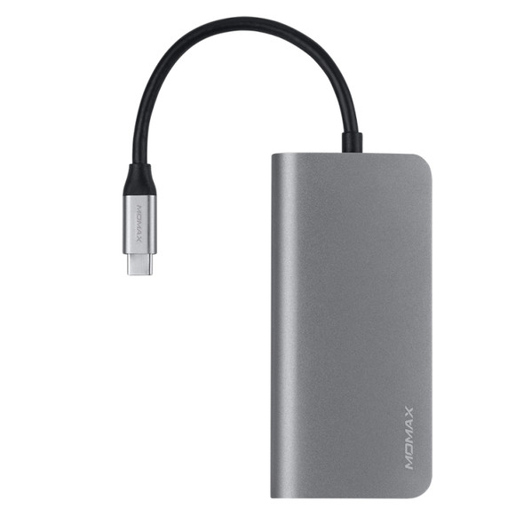 MOMAX DHC6E 8 In 1 Multi-function USB-C / Type-C HUB Adapter Converter, Upgraded Version (Dark Gray)