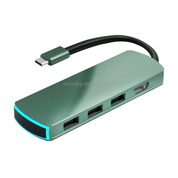 Basix Mate8 8 In 1 Multi-function Type-C / USB-C HUB Expansion Dock (Green)