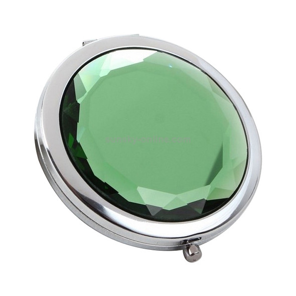 Metal Crystal Makeup Mirror Folding Double Mirror(Green)