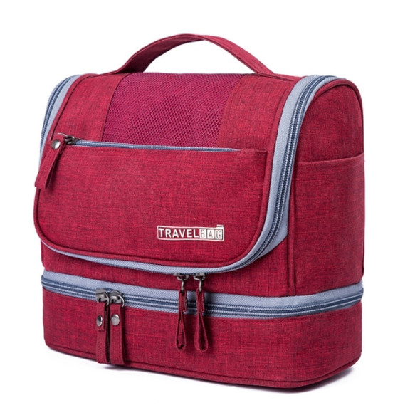 RH523 Travel Makeup Storage Bag Large-Capacity Waterproof Anti-Mildew Dry And Wet Separation Package Portable Hook Wash Bag(Wine Red )