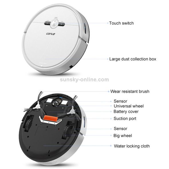 CORILE K11 Intelligent APP + Vacuum + Automatic Recharge 3 in 1 Mopping Planning Type Sweeping Robot (White)