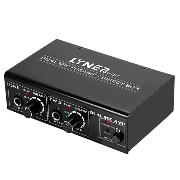 LINEPAUDIO A961 2-Channel Microphone Amplifier Electric Guitar Electric Bass Amplifier(Black)