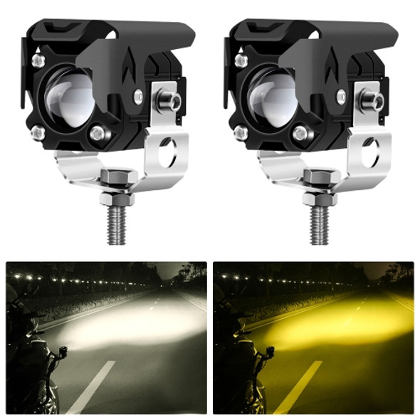 1 Pair M1 Motorcycle Rectangular Lens Spotlight External Work Light(Yellow White)