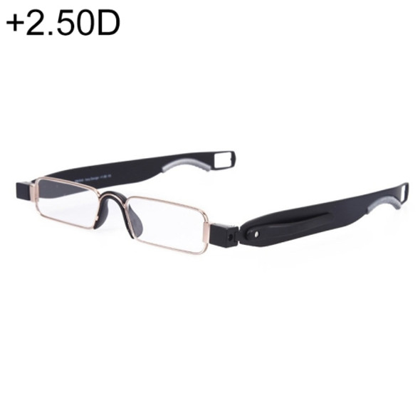 Portable Folding 360 Degree Rotation Presbyopic Reading Glasses with Pen Hanging, +2.00D(Black)