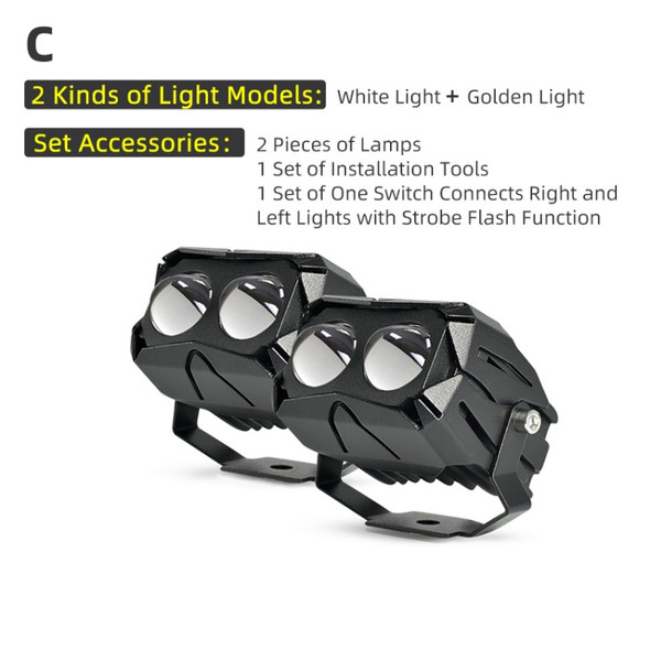 2 PCS U10 9-85V 30W Motorcycle / Car IP68 Waterproof External LED Highlight Lens Headlight Spotlight, Specification:C Suit
