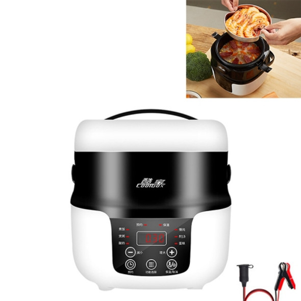 COOLBOX Vehicle Multi-function Mini Rice Cooker Capacity: 2.0L, Version:12V-220V Household / Car+ Battery Connection Cable