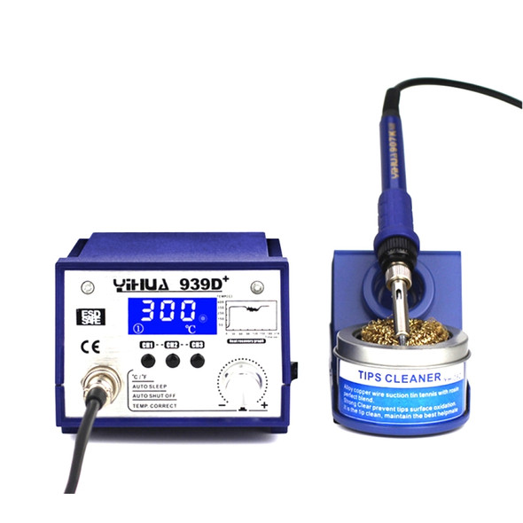 YIHUA 939D+ Anti-static Adjustable Thermostat AC 220V Electric Iron LCD Soldering Welding Station for Laptop Samsung Welding Repair, AU Plug(Blue)