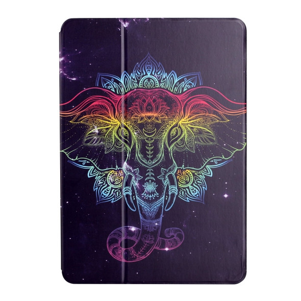 For Samsung Galaxy Tab A 10.1 T580N/T585C Dual-folding Coloured Drawing Voltage Horizontal Flip PU Leather Case with Holder(Watercolor Elephant)