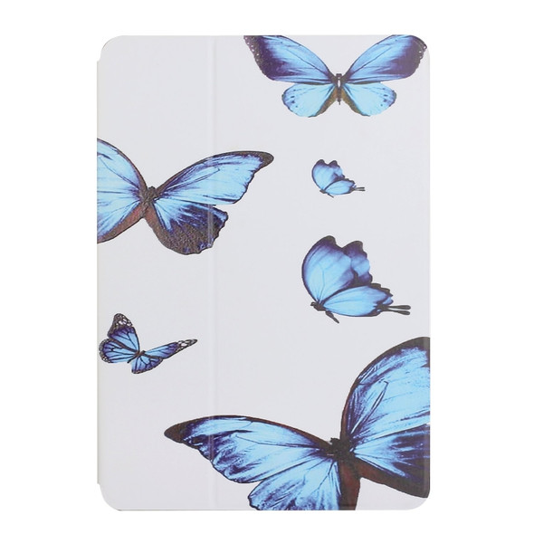 For Samsung Galaxy Tab E 9.6 T560/T561/T565/T567V Dual-folding Coloured Drawing Voltage Horizontal Flip PU Leather Case with Holder(Butterfly)