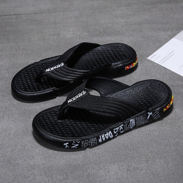 Summer Men Flip Flops Beach Casual Water-Related Shoes Slippers, Size: 42(609 Black White)