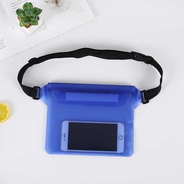 10 PCS Outdoor Beach Mobile Phone Waterproof Bag Three-Layer Sealed PVC Storage Waterproof Waist Bag(Blue)