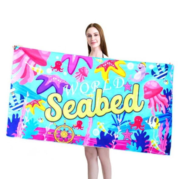 Sports Fitness Swimming Bath Towel Printed Double-Sided Velvet Absorbent Quick-Drying Beach Towel, Size: 156x81cm (Quick Dry Underwater World)