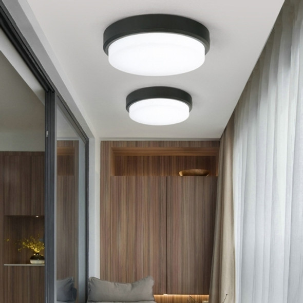 QSXDD-FSCB IP54 Waterproof Ceiling Lamp Dust-Proof Garden Corridor Wall Light Balcony Bathroom Ceiling Light, Power source: 18W White+Black(White Light)