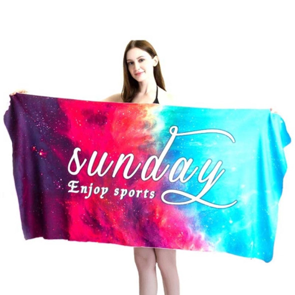 Sports Fitness Swimming Bath Towel Printed Double-Sided Velvet Absorbent Quick-Drying Beach Towel, Size: 155x80cm (Soft Sky)