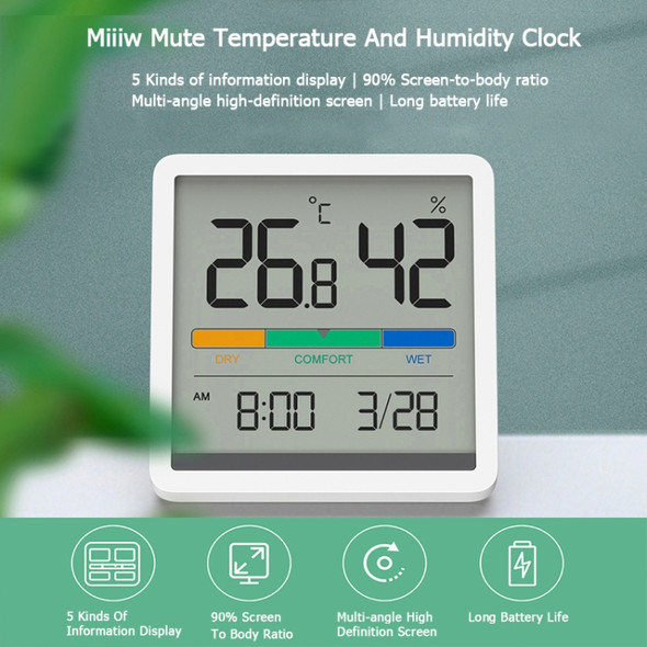 Xiaomi Miiiw Silent Indoor Temperaturer And Humidity Clock with Large 3.34 inch LCD Screen