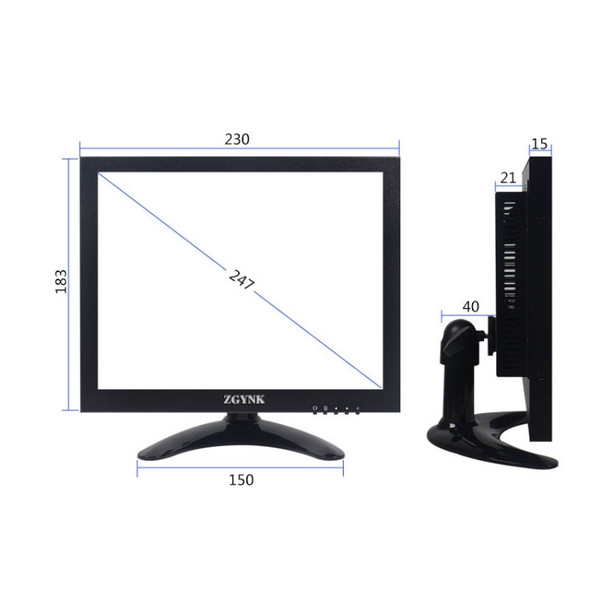 ZGYNK B1042 Portable High-Definition Metal Computer Monitor Display, Size:9.7 inch VGA AV HDMI BNC