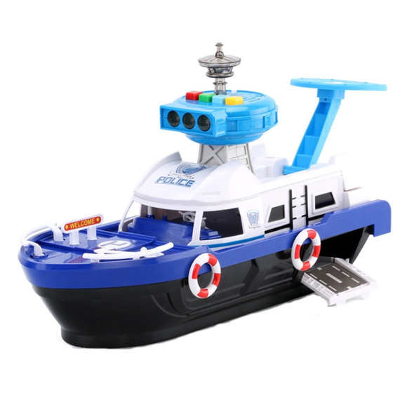 Children Education Boat Toy Storage Parking Lot Ship with Light and Sound Function, Style: Police - 15 Cars+1 Aircraft