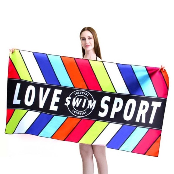 Sports Fitness Swimming Bath Towel Printed Double-Sided Velvet Absorbent Quick-Drying Beach Towel, Size: 156x81cm (Quick Dry Colorful Stripes)