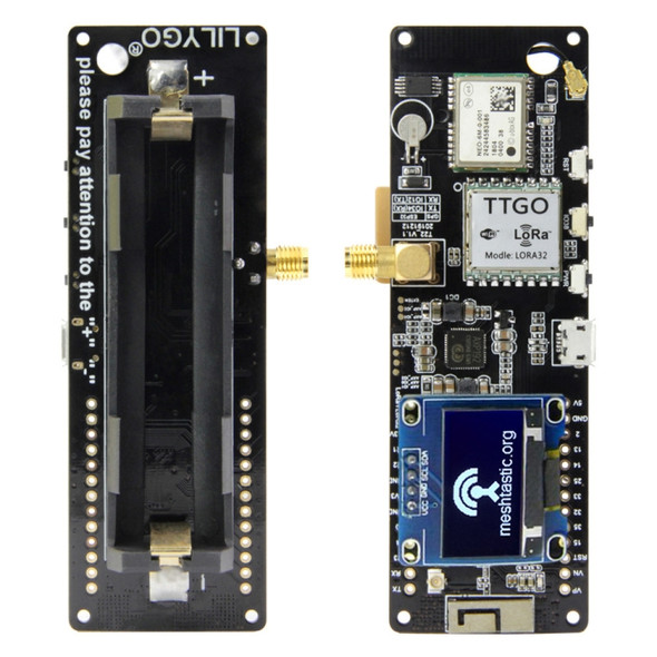 TTGO Meshtastic T-Beam V1.1 ESP32 868MHz OLED WiFi Bluetooth GPS NEO-6M SMA 18650 Battery Holder