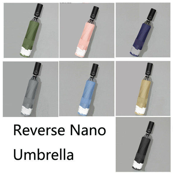 Automatic Folding Vinyl Tri-Fold Umbrella(Reverse Rosemary Brown)