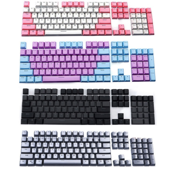 104-Keys Two-Color Mold Transparent PBT Keycap Mechanical Keyboard(Gray Black)