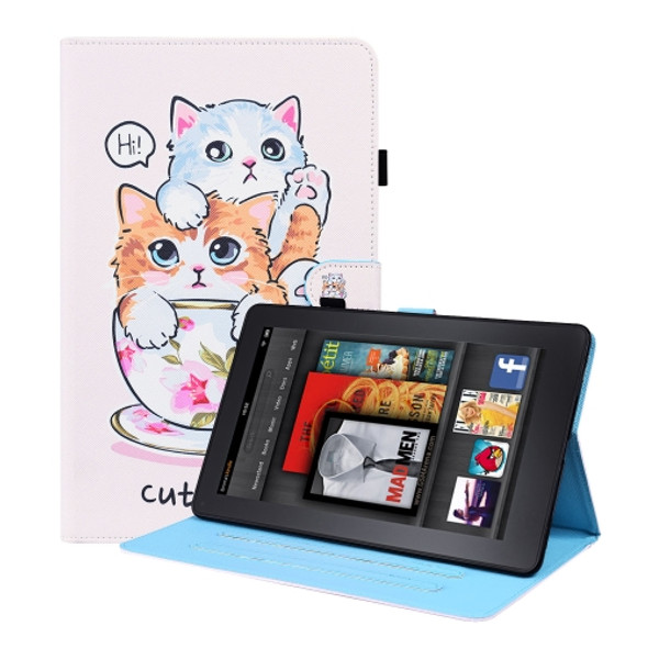 For Amazon Kindle Paperwhite 4 / 3 / 2 / 1 Animal Pattern Horizontal Flip Leather Case with Holder & Card Slots & Photo Frame & Sleep / Wake-up Function(Cat Brothers)