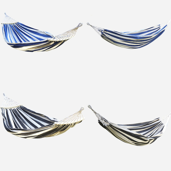 Thickened Canvas Hammock Outdoor Anti-rollover Portable Swing 190x80cm, Style: Bend Stick Blue White