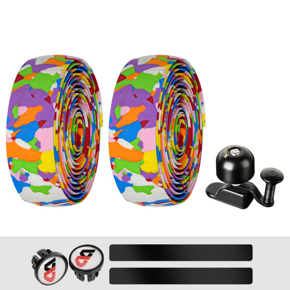 WEST BIKING YP1602782 Bicycle Bells With Supernouncing EVA Back Rubber Band Bell Combination Set(Colored Tape + Black Bell)