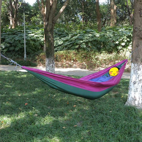 DR001 Outdoor Single Leisure Parachute Cloth Hammock Indoor Swing(Purple + Dark Green)