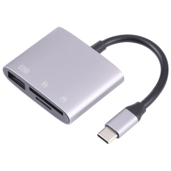 NK-3041 3 in 1 USB-C / Type-C Male to USB Female + SD / TF Card Slots OTG Adapter SD / TF Card Reader