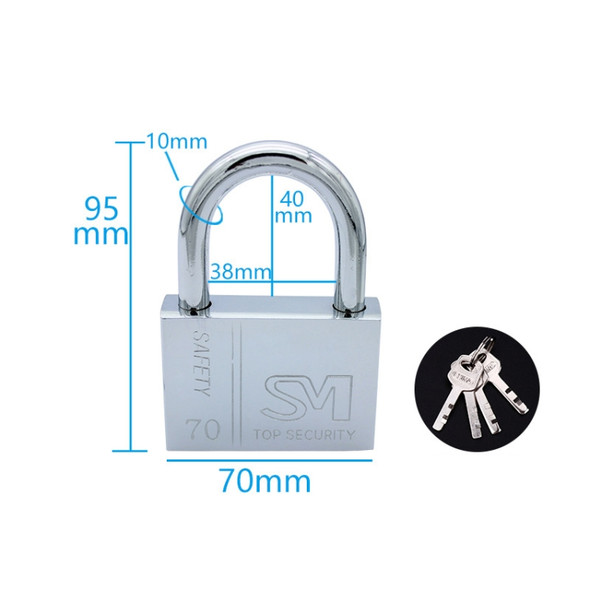4 PCS Square Blade Imitation Stainless Steel Padlock, Specification: Short 70mm Not Open