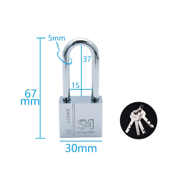 4 PCS Square Blade Imitation Stainless Steel Padlock, Specification: Long 30mm Not Open