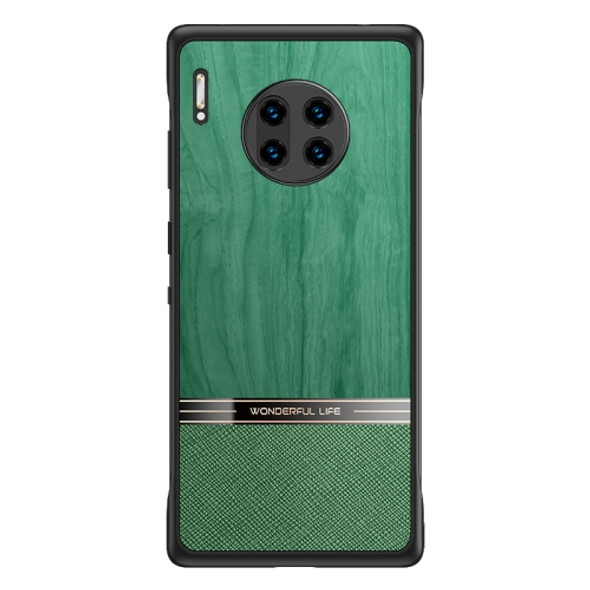 For Huawei Mate 30 Pro Shang Rui Wood Grain Skin PU + TPU Shockproof Case(Green)
