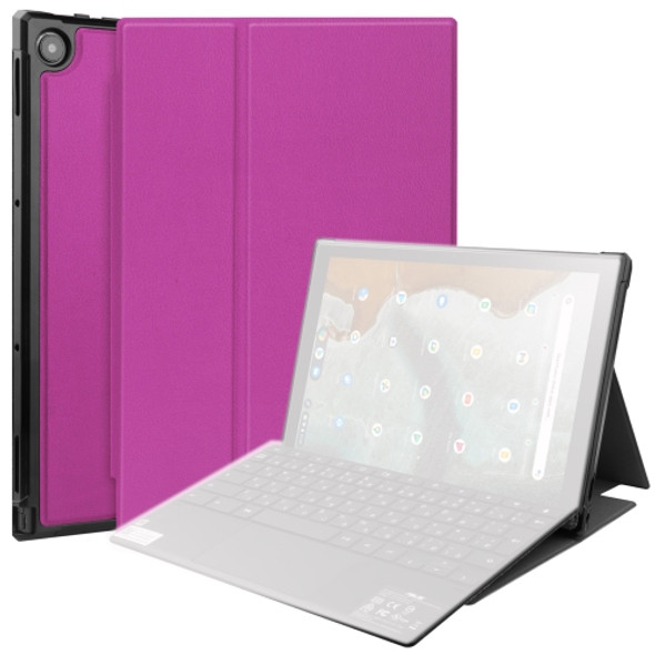 For Asus Chromebook Detachable CM3000DVA-HT0019 TPU Horizontal Flip Leather Case with Pen Slot & Holder(Purple)