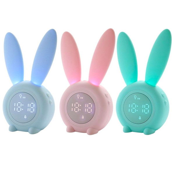 Cute Rabbit Silicone Induction Small Alarm Clock(Blue)