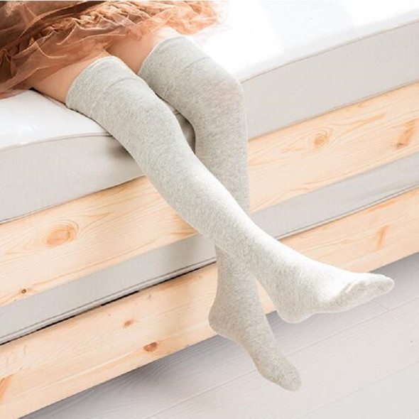 Girl Non-slip Knee Socks Cotton Thigh Socks Baby Stockings, Size:Sock Length 47 cm(Light Gray)