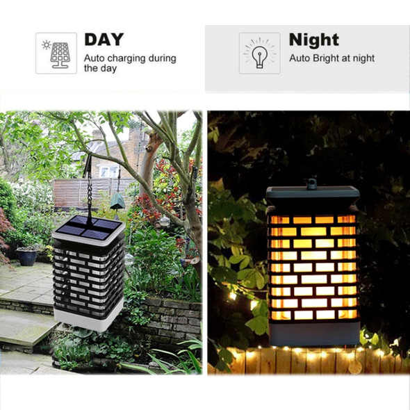 LED Solar Induction Landscape Light Flame Lamp Outdoor Waterproof Garden Lantern(Yellow)