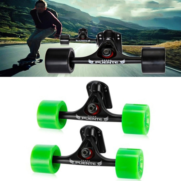 PUENTE 7 inch Skateboard P Bridge (Bracket) + 70 x 51mm Skateboard Wheels + ABEC-9 Bearing + Bracket Rubber Gasket + Small Bridge Nail Combination Set(Black And Green )