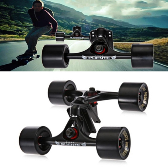 PUENTE 7 inch Skateboard P Bridge (Bracket) + 70 x 51mm Skateboard Wheels + ABEC-9 Bearing + Bracket Rubber Gasket + Small Bridge Nail Combination Set(Black And Black )