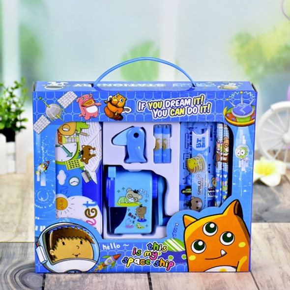 Stationery Set Pencil Case Pencil Sharpener School Supplies For Children(Blue)