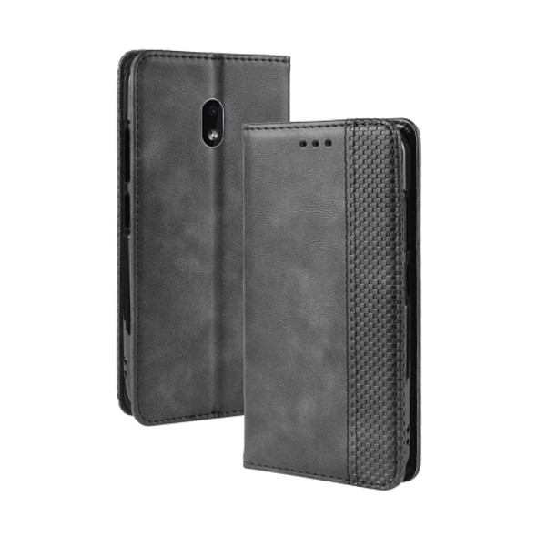 Magnetic Buckle Retro Crazy Horse Texture Horizontal Flip Leather Case for Nokia 2.2, with Holder & Card Slots & Photo Frame(Black)