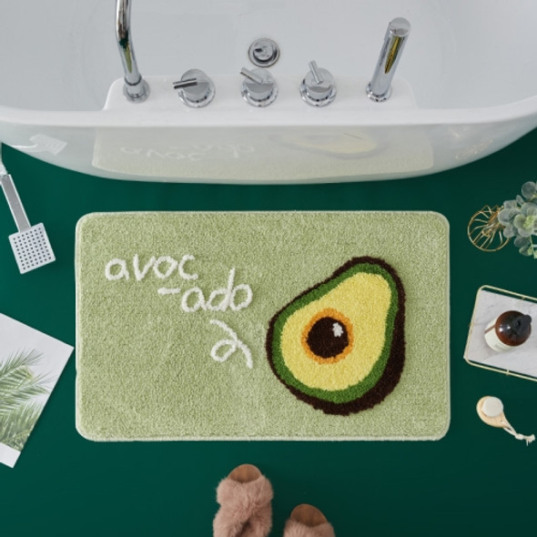 Flocking Bathroom Non-Slip Mat Cartoon Water Absorbing Bathroom Foot Pad Living Room Bedroom Door Pad, Size: 50x80cm(Avocado Green Background)