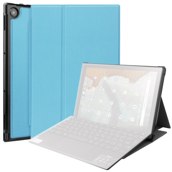 For Asus Chromebook Detachable CM3000DVA-HT0019 TPU Horizontal Flip Leather Case with Pen Slot & Holder(Sky Blue)