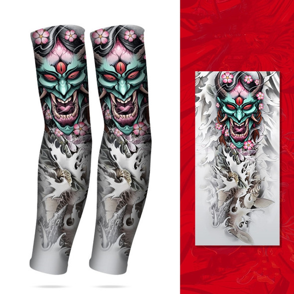 Summer Fake Tattoo Pattern Sunscreen Ice Sleeve Men And Woman Outdoor Riding Ice Sleeves(Demon Eye)