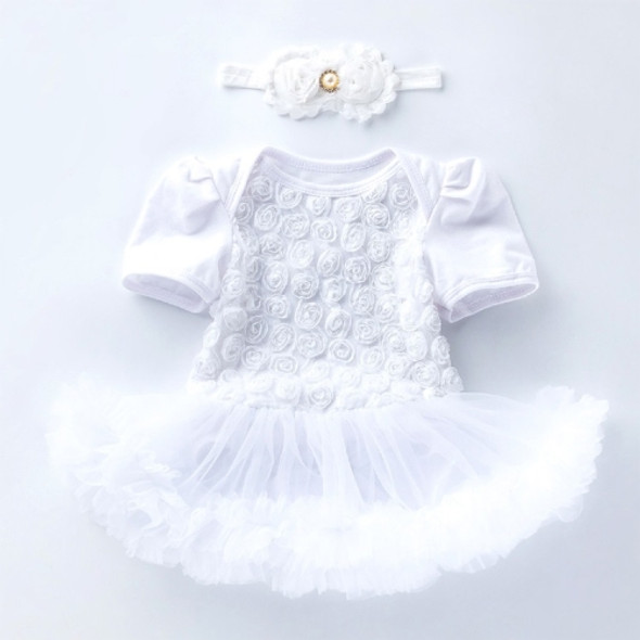 Compound Rose Dress Two-piece Baby Romper Tutu Skirt (Color:White Size:73)
